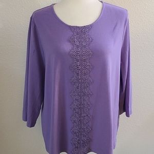 Petite Lavender Tee with Lace Trim
